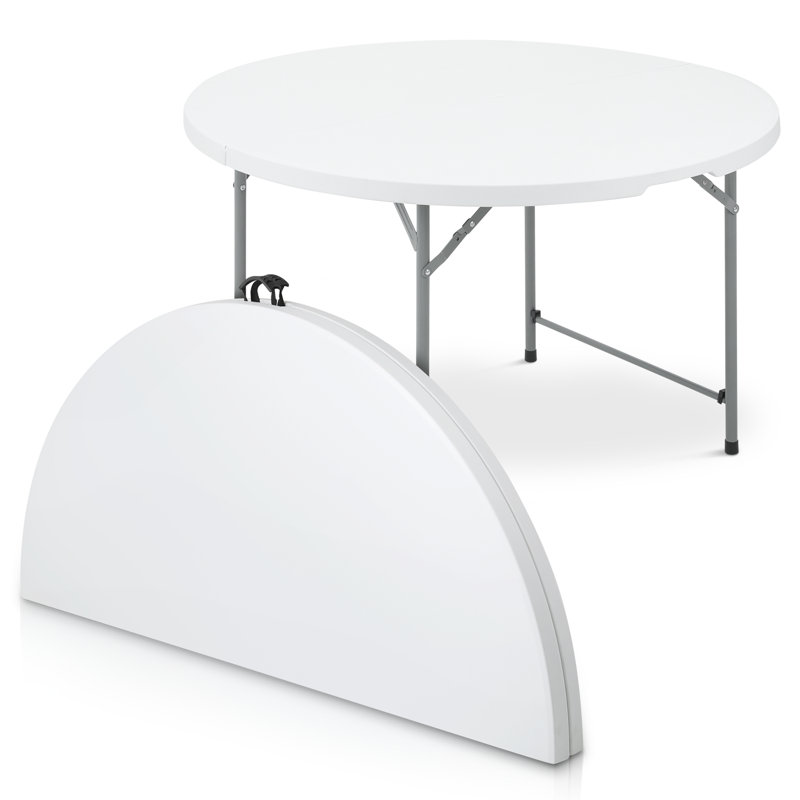 White Round Foldable Plastic Table with Steel Frame