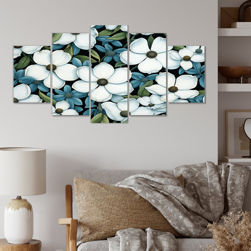 Tranquil White Dogwood Flowers I - art mural multipanel Cornouiller