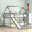 Twin Size Bunk House Bed with Slide and Ladder-1187898225