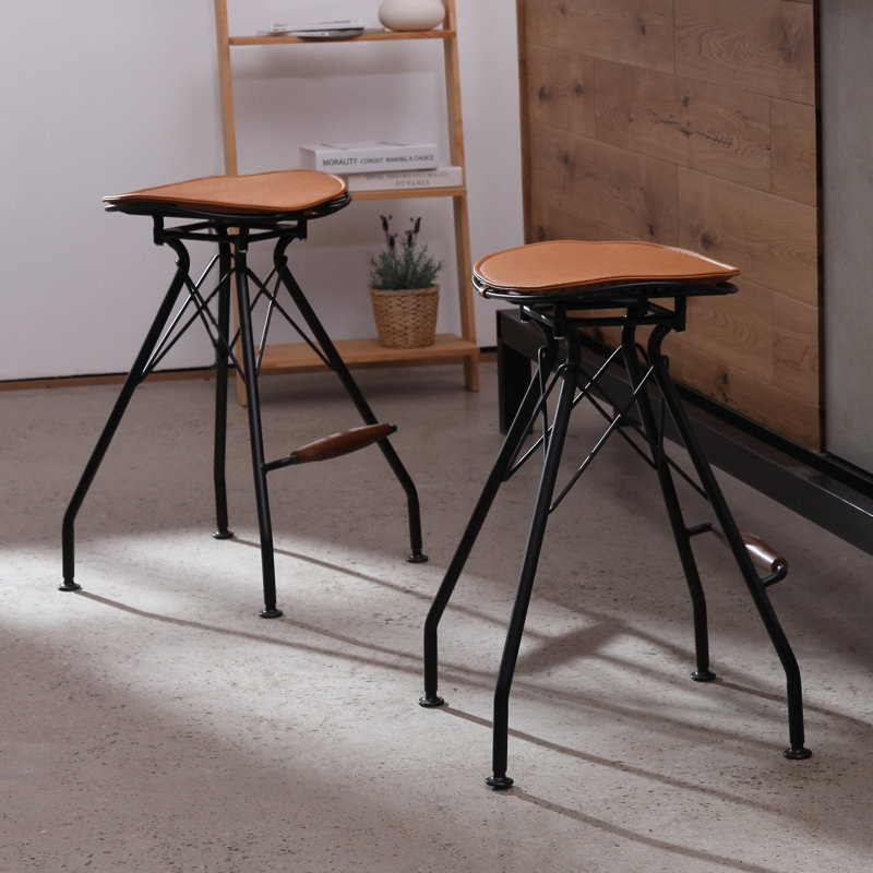 Belgr Upholstered Counter Stool with Metal Frame, Beige, Counter Stool (24" Seat Height)