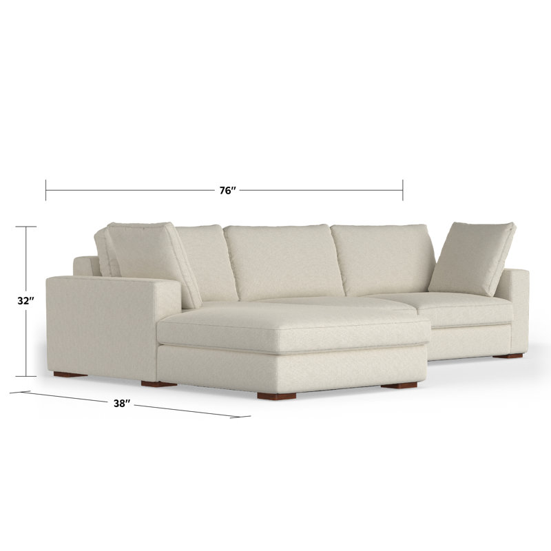 Tatum Large Deep Seater Left Sectional Sofa, L-Shaped Performance Fabric Sofa in Contemporary Style, Cream