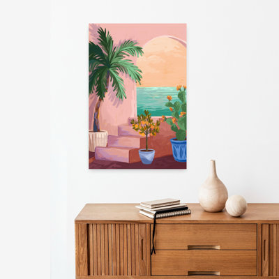Art contemporain, palmier abstrait, cactus, art floral
