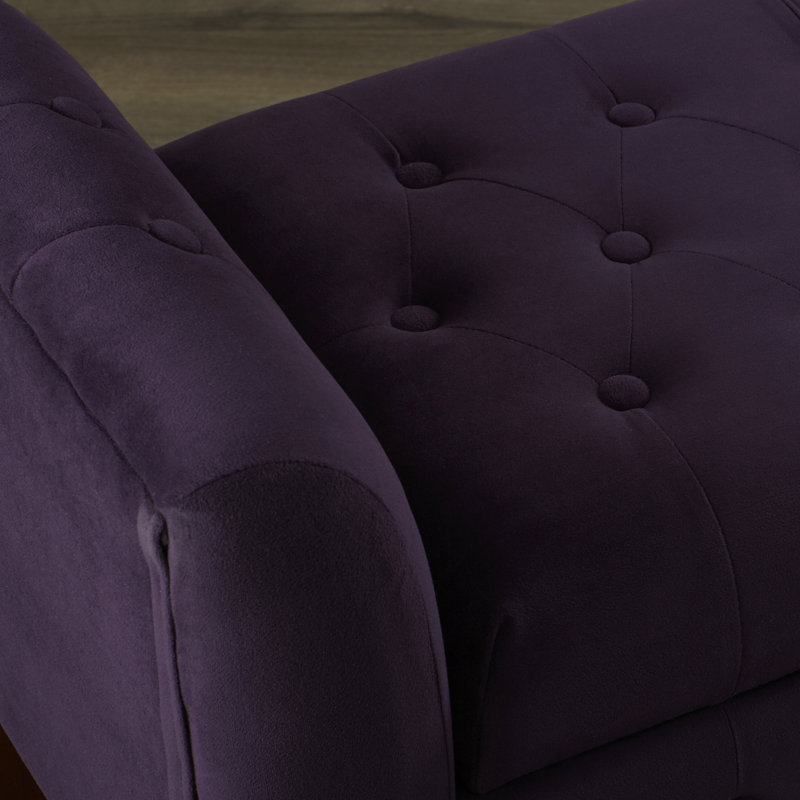 Velvet Upholstered Storage Bench, Purple Velvet