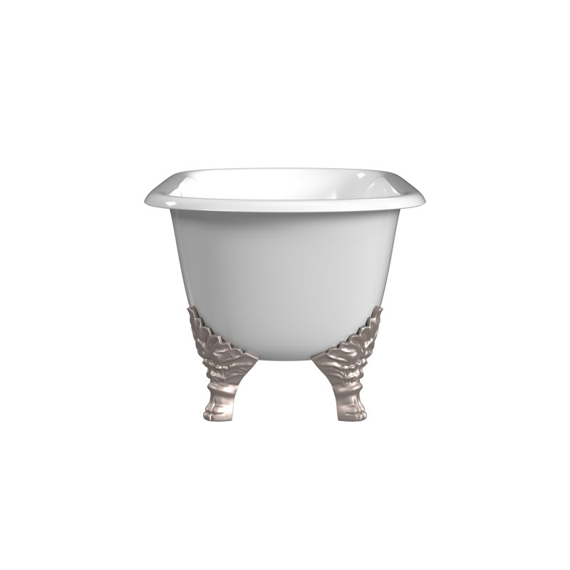 Carlton 70'' L Soaking Bathtub, Brushed Nickel, White Interior with White Exterior
