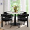 4-Person 40" Round Dining Set with Velvet Chairs