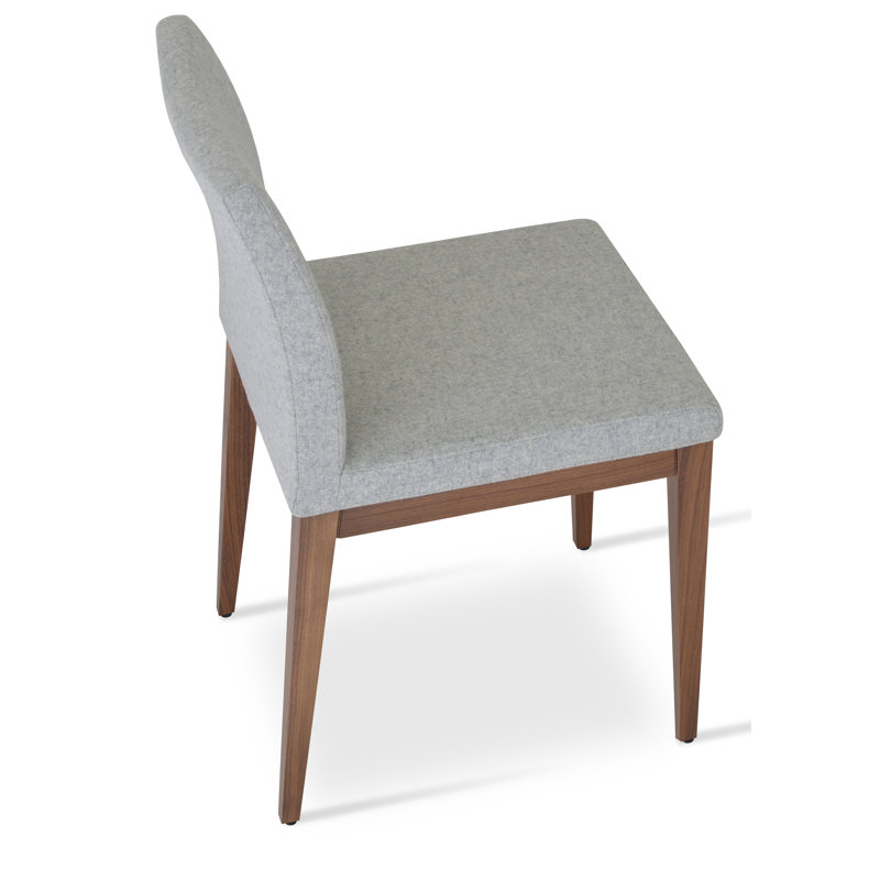 ARIA en cuir rembourré chaise, Laine argentée, Noyer américain