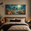 «Haunted House Under Full Moon with Glowing Halloween», art mural sur toile-226349980