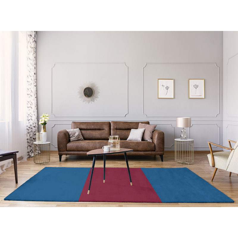 Tapis bleu à rayures de hockey national, Rectangle 8 pi x 10 pi