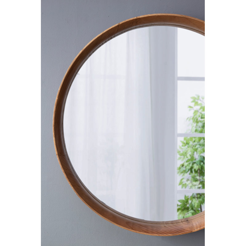 31,5 "miroir rond en bois de pin, miroir mural pour la salle de bain