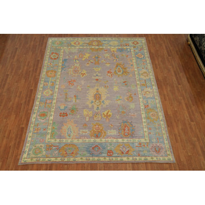 Tapis mauve à motif floral mauve 9 x 12