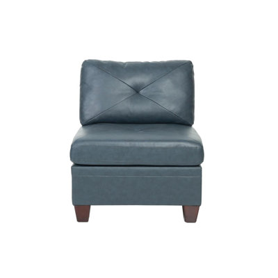 Fauteuil bleu en cuir véritable contemporain pour fauteuil, couleur encre, maison