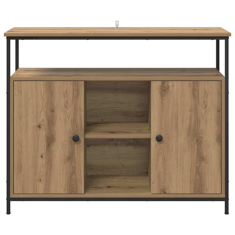  Sideboard Black Oak 100 X 35 X 80 Cm Engineered Wood, Artisan Oak