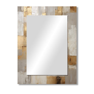 Beige And Gold Minimalism Modern Scandinavian Zen - Scandinavian Unique Mirror, Beige Large Wall Mirror, Printed Metal Art