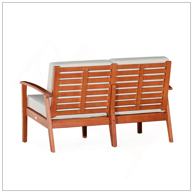 Causeuse eucalyptus avec coussins, huile naturelle, bourgogne, Rouge, Orange