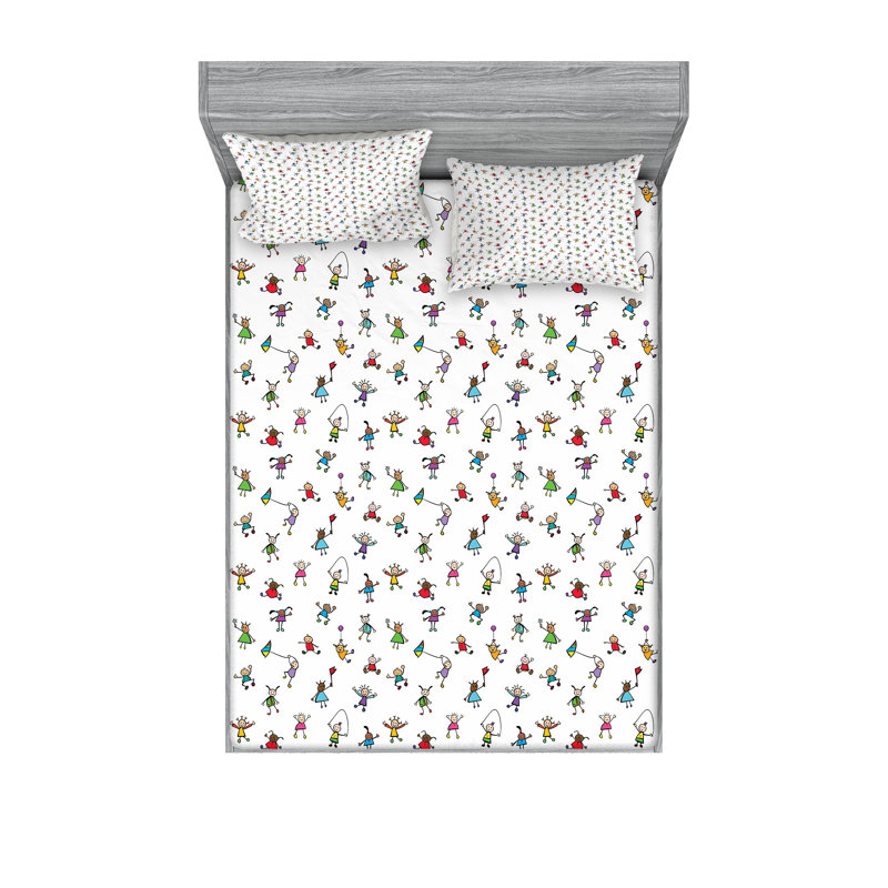 Multicolore drap-housse et coussin décoratif Ambesonne, Ensemble de draps pour très grand lit californien