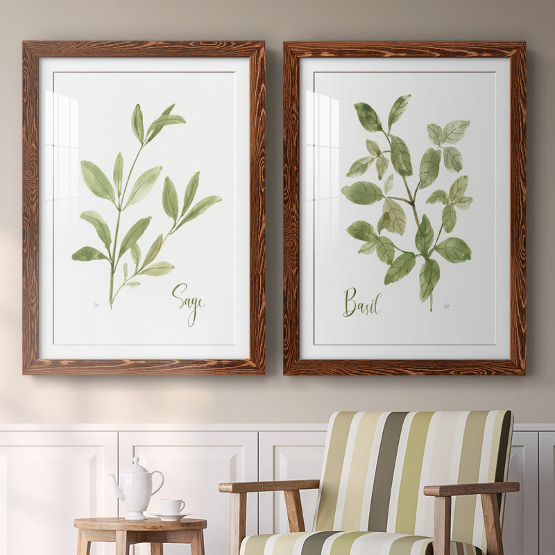 Herbe sauge - reproduction encadrée de qualité supérieure - prête à être accrochée, H 31,5 po x l 88 po x P 1,5 po, Érable