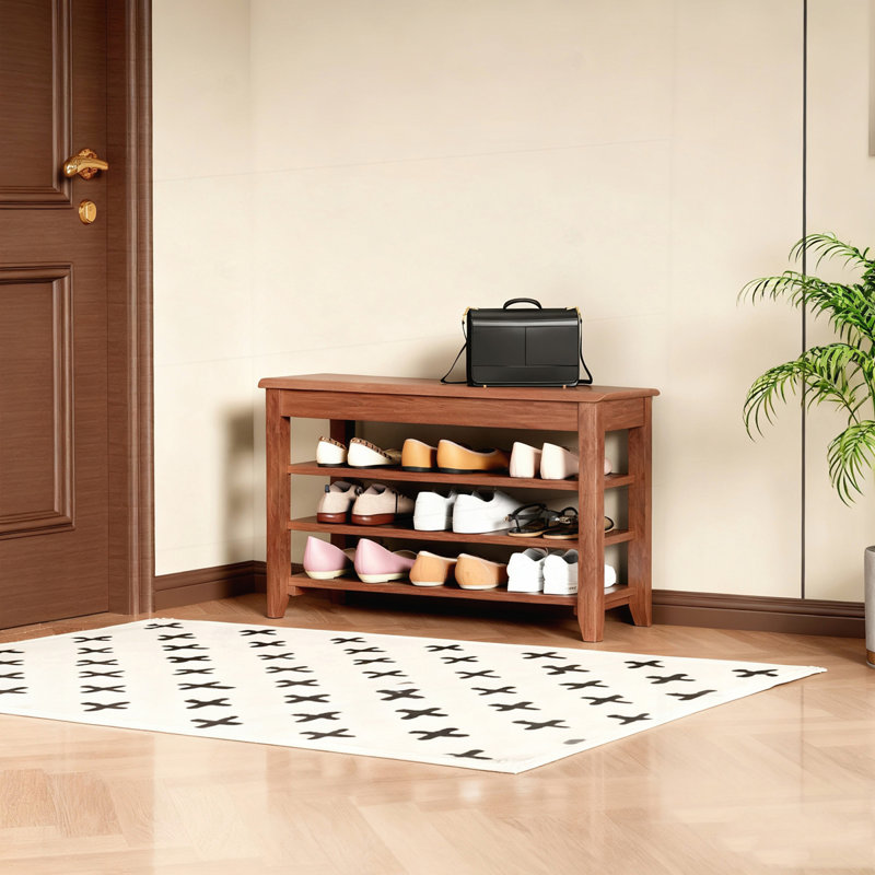 Étagère à chaussures en bois massif avec rangement dissimulé, capacité de charge de 550 lb, idéale pour les entrées et les couloirs