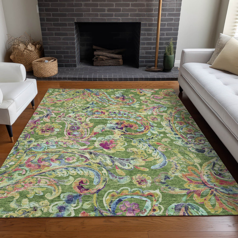 Premium Machine Washable Prisco Fern Rug, Rectangle 8' x 10'