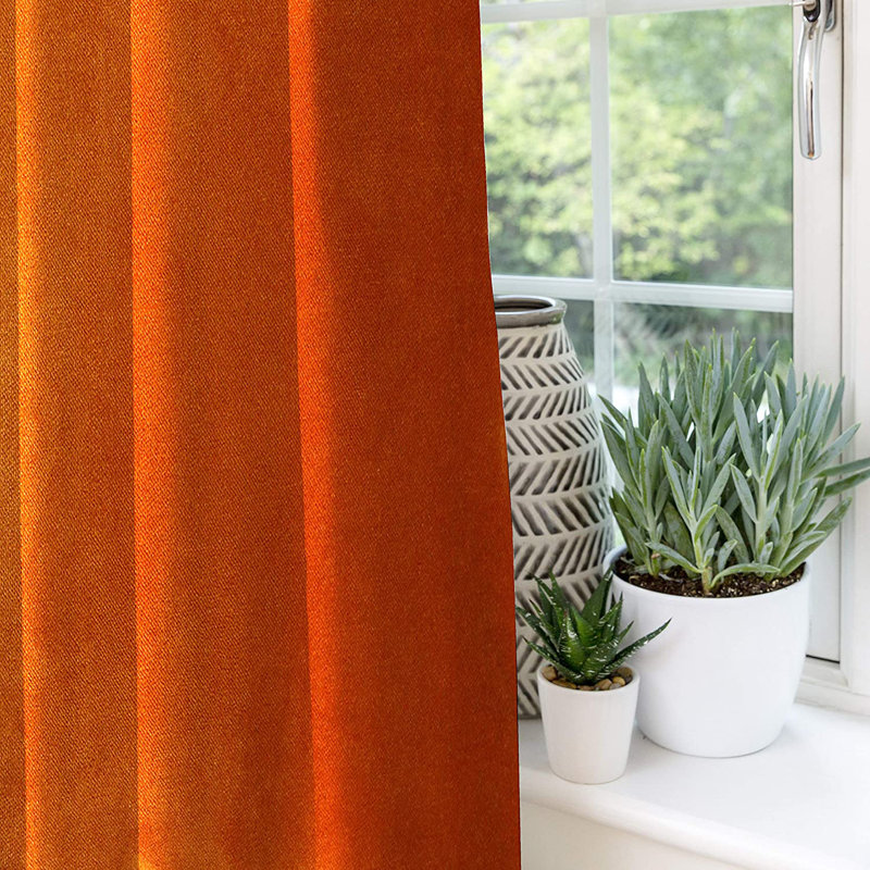 Delavega Blackout Curtains / Drapes Pair, Width 228 x Drop 137cm, Orange