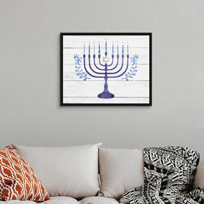 «Hanukkah Menorah on Barnwood» par Victoria Borges - reproduction d'art sur toile
