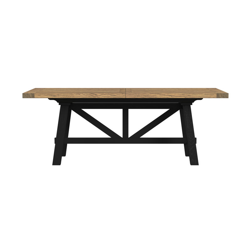 Table à tréteaux Danielville 40x82-104 ", blé rustique et corbeau