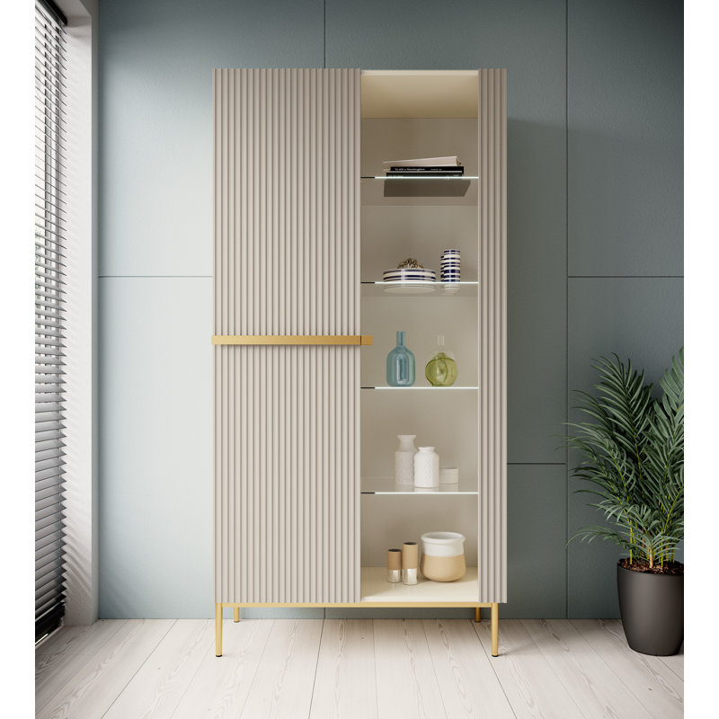 Alynia Display Cabinet, Cashmere/Gold