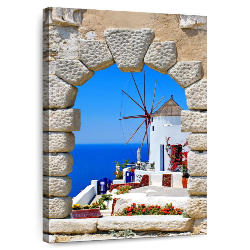 Gillard Oia Windmill View, 51" H x 34" W