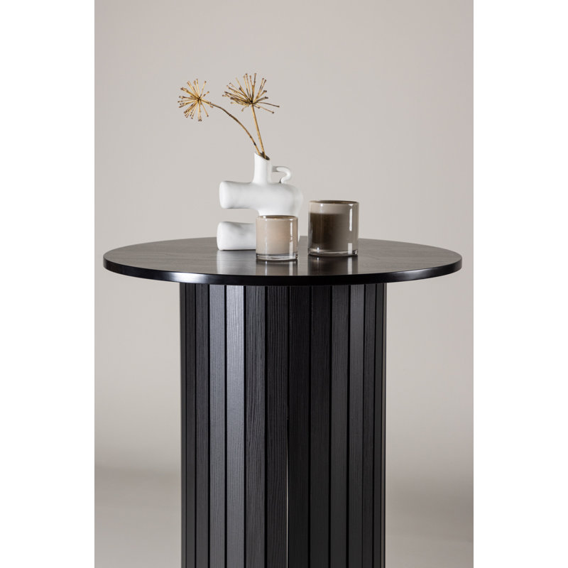 Damarien Round Metal Base Dining Table, Black
