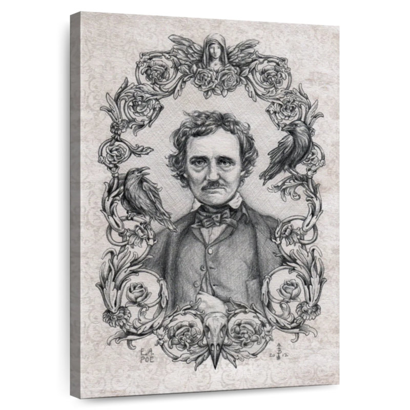 Dessin de Leisha Edgar Allan Poe, H 36 po x l 24 po