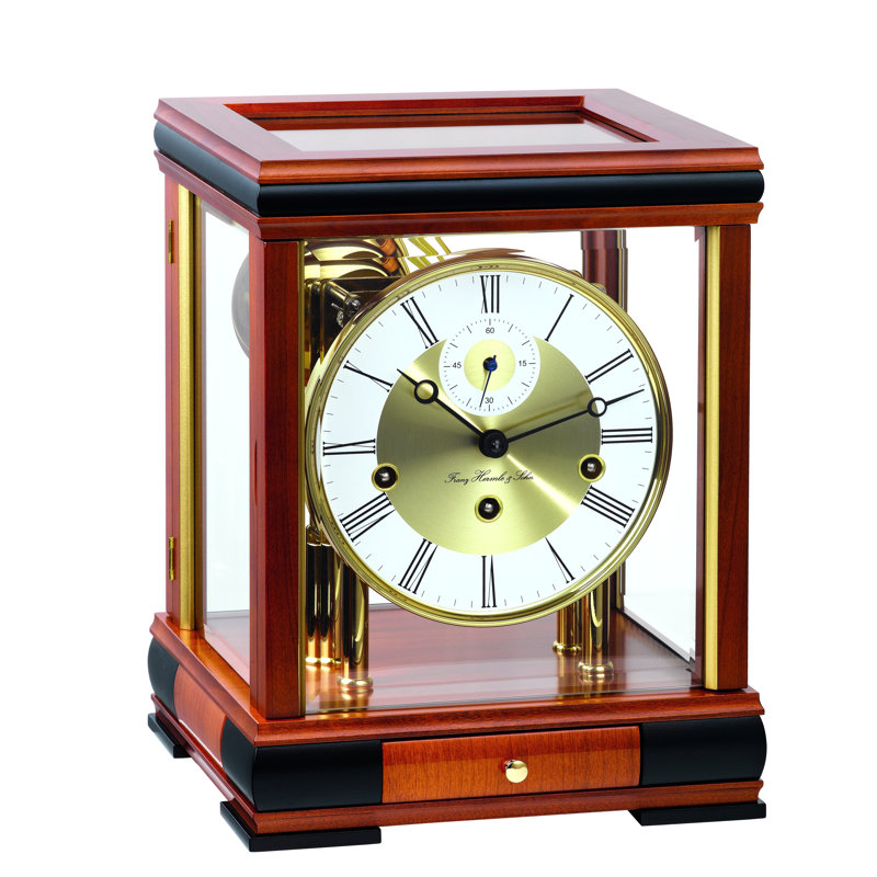 Modern & Contemporary Analogue Solid Wood Tabletop Clock, Red