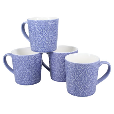 BIA Cordon Bleu Set Of 4, Fleur De Lys Mugs, 15 Oz., Purple