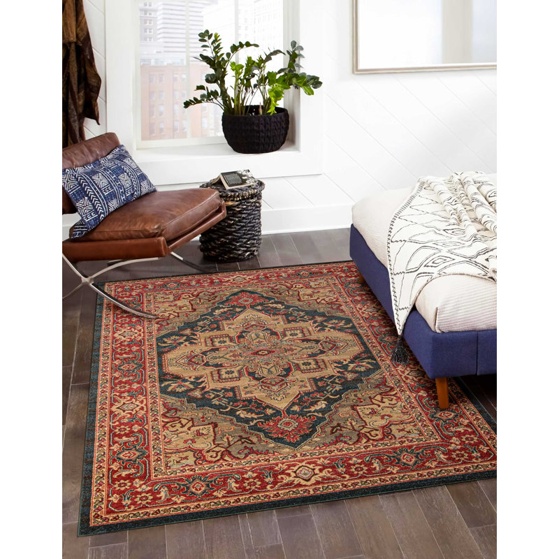 Tapis bleu marine Gundars, Rectangle 7 pi 10 po x 9 pi 10 po