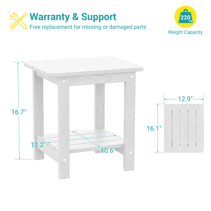 Table de bout d'extérieur en plastique / résine Adirondack, Blanc