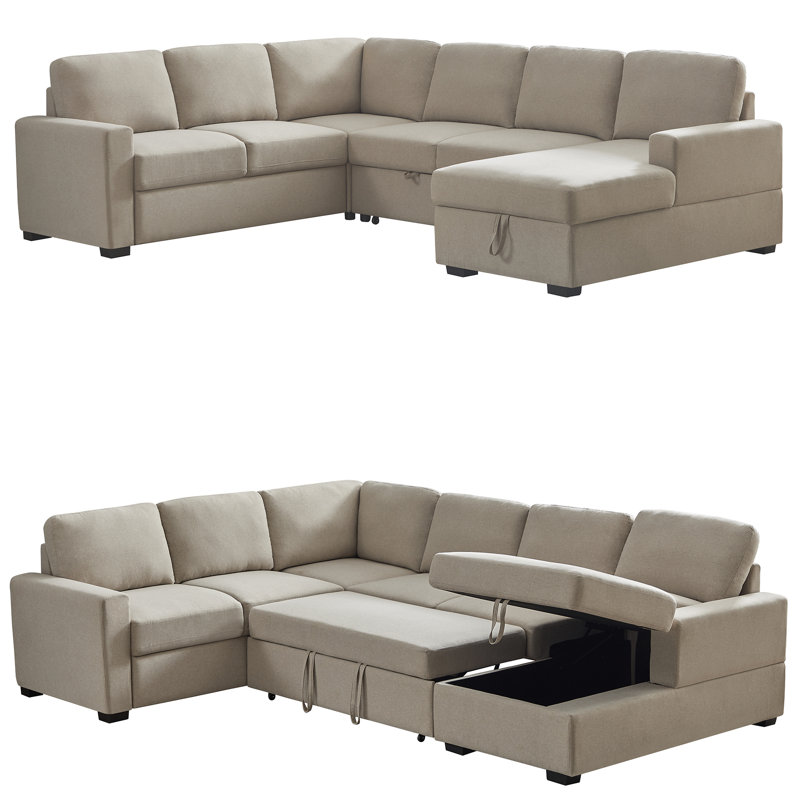 Canapé modulaire 4 pièces Calliegh, Lin beige