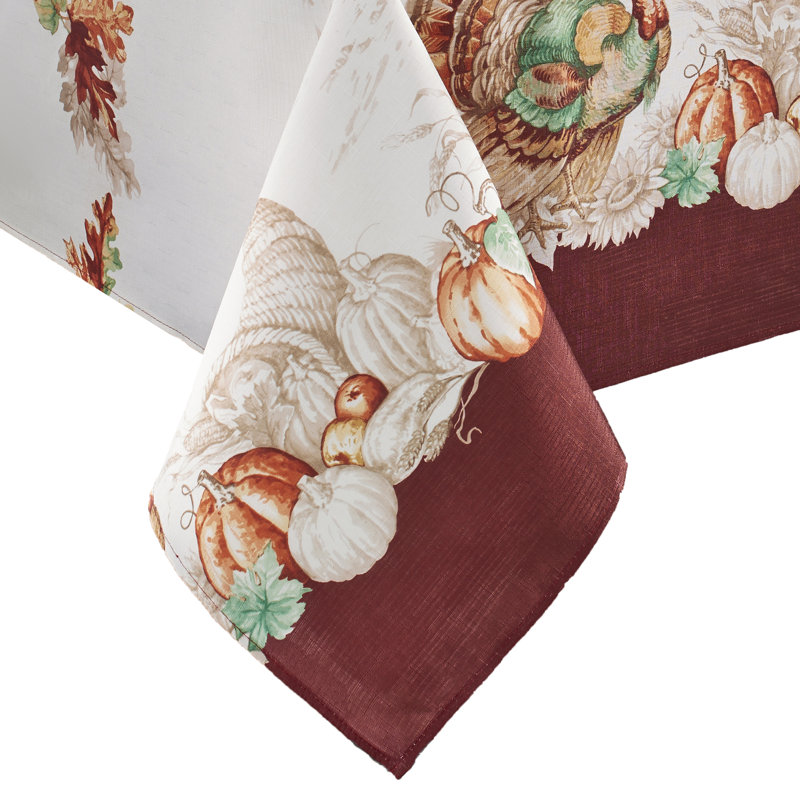 Monterrey Holiday Turkey Bordered Fall Tablecloth, 144" x 60"