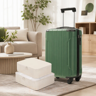 Bagage à main 20 pouces Hardshell, valise légère en ABS durable avec roulettes, serrure TSA intégrée, 2 cubes de rangement