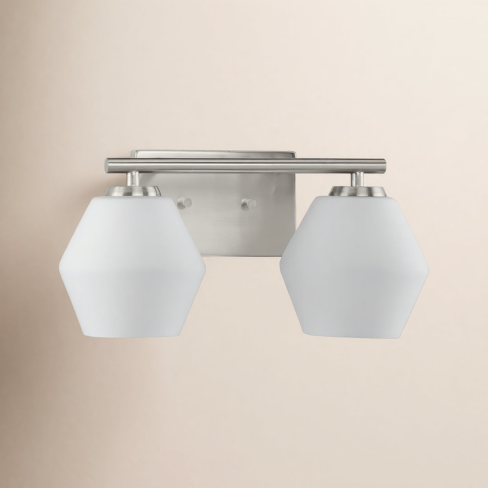 Audryna 2 Light Frosted Dimmable Vanity Light, Brushed Nickel