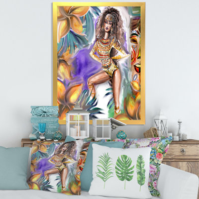 «Tropical Amazon Warrior», peinture sur toile à cadre flottant