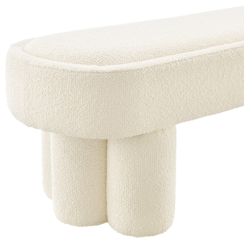 Banc ovale en tissu 52 po Mossi, Crème