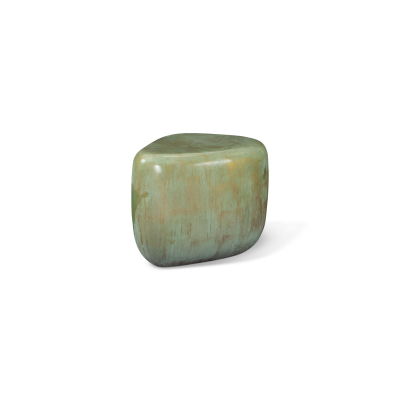Lichen Triangular Resin and Metal End Table with Storage