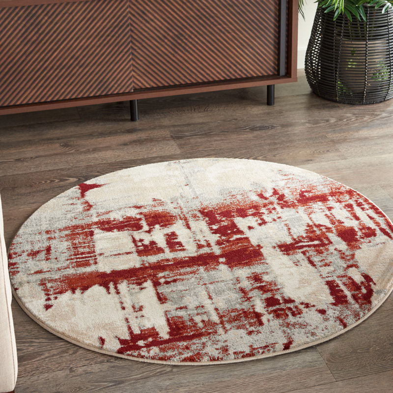 Heeter Abstract Indoor Rug, Round 3'10"