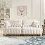 Canapé-lit futon de 83 po, canapé-lit confortable en polyester avec 2 coussins carrés, canapé-lit convertible avec dossier réglable, causeuse moderne pour le salon, beige-1235105909