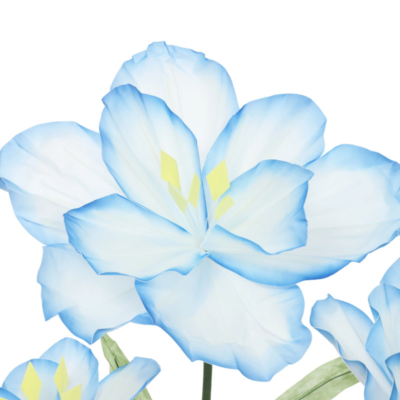 Fleurs à trois têtes de tulipes artificielles pour réception de mariage, Bleu