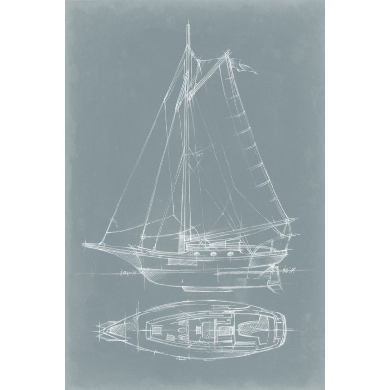 Yacht Sketches IV by Ethan Harper - Graphic Art Print, 122cm H x 81cm W, Wrapped Canvas