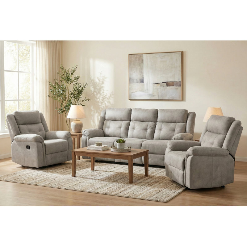 Bonachea 3 - Piece Living Room Set, Light Grey