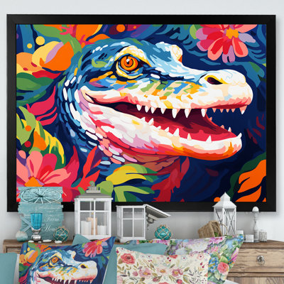 Popart alligator I, art mural crocodile