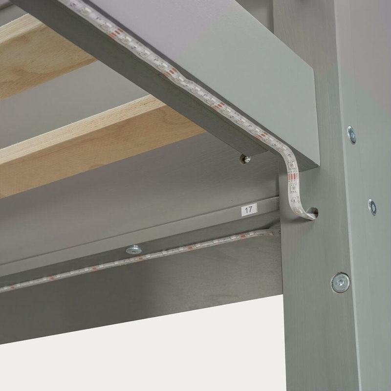 Lit mezzanine en bois avec bureau Kitzie, Twin