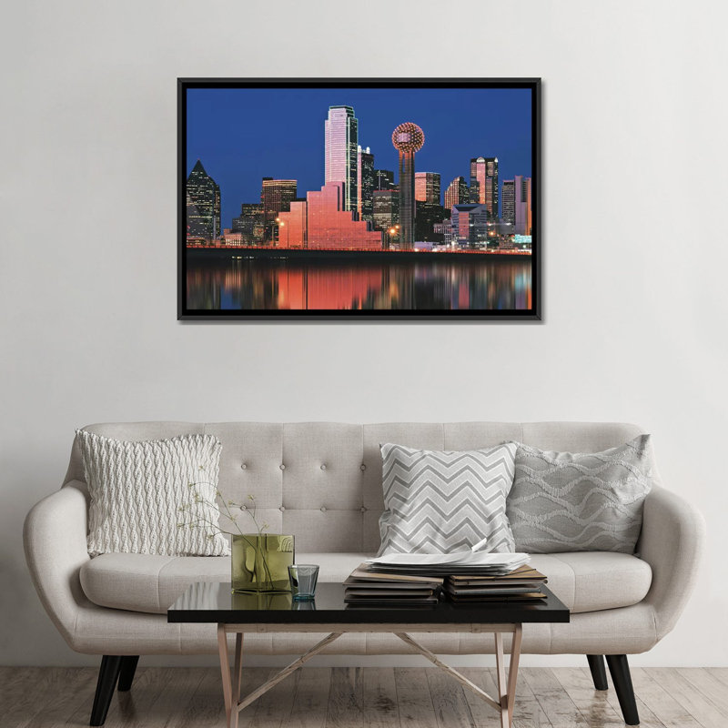 « digital composite, dallas, texas », reproduction de photo sur toile, H 32 po x l 48 po x P 1,5 po, Toile avec cadre noir