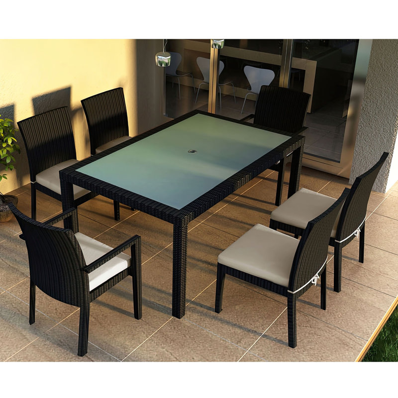Urbana Outdoor - Piece Dining Set, 8, Coffee Bean, Cast Silver Sunbrella®