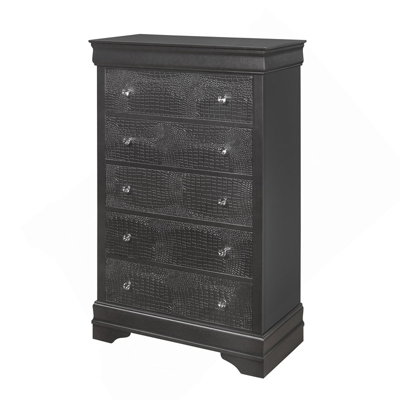 Commode gris métallique en crocodile Shaker, Gris
